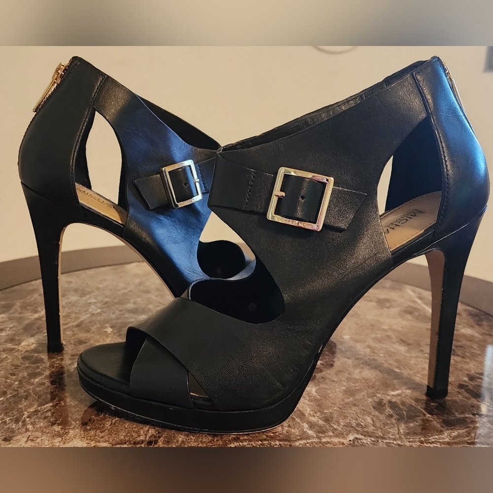 Michael Kors Black High Heel Peep-Toe Sandals